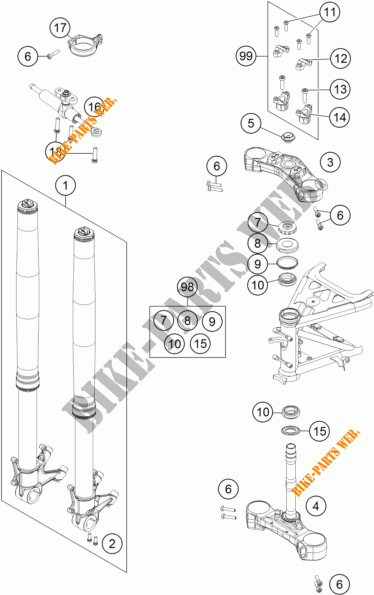 HORQUILLA / TIJA DIRECCION para KTM 1190 ADVENTURE ABS ORANGE 2015