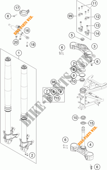 HORQUILLA / TIJA DIRECCION para KTM 1190 ADVENTURE ABS GREY 2014