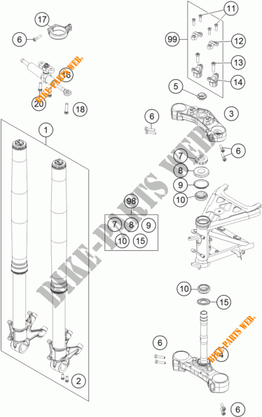 HORQUILLA / TIJA DIRECCION para KTM 1190 ADVENTURE ABS GREY 2014