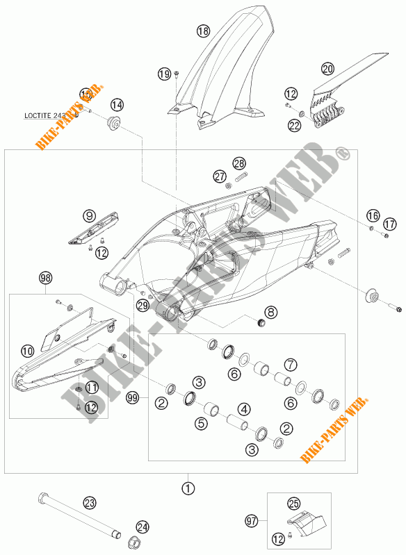 BASCULANTE para KTM 1190 RC8 R LIMITED EDITION AKRAPOVIC 2010