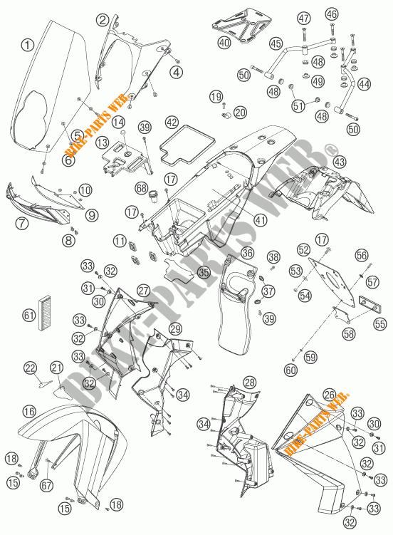 PLASTICOS para KTM 990 ADVENTURE ORANGE ABS 2006