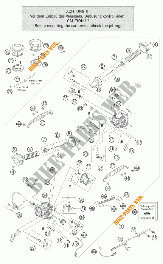 CARBURADOR para KTM 950 ADVENTURE ORANGE 2005