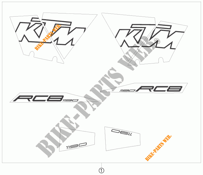 PEGATINAS para KTM 1190 RC8 ORANGE 2010