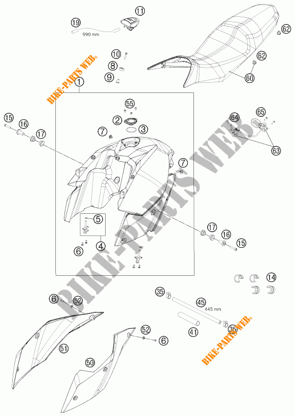 DEPOSITO / ASIENTO para KTM 990 SM-T ORANGE ABS SPECIAL EDITION 2011