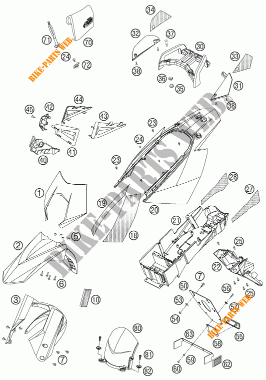 PLASTICOS para KTM 950 SUPERMOTO ORANGE 2006