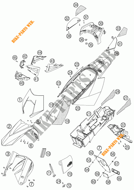 PLASTICOS para KTM 950 SUPERMOTO ORANGE 2005