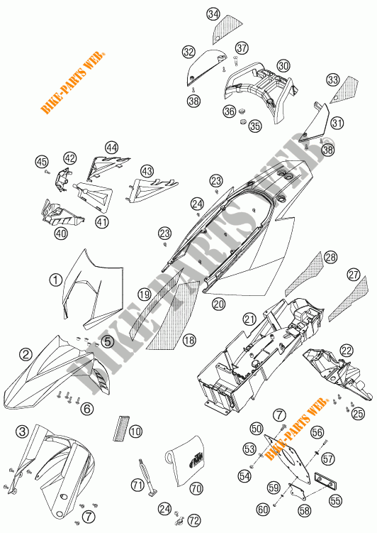 PLASTICOS para KTM 950 SUPERMOTO ORANGE 2005