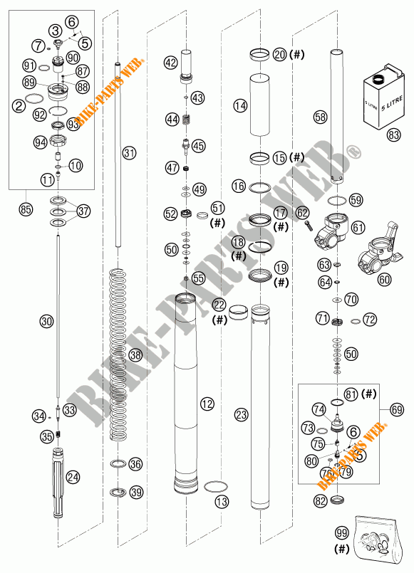 HORQUILLA (PIEZAS) para KTM 660 SUPERMOTO FACTORY REPLICA 2003