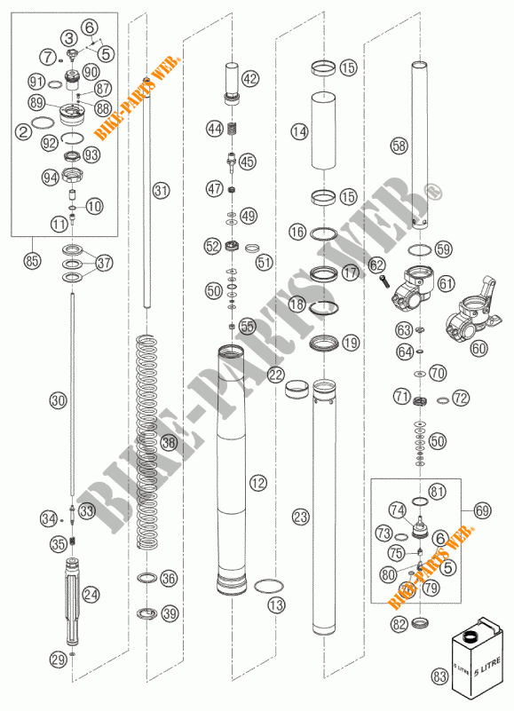 HORQUILLA (PIEZAS) para KTM 660 SM FACTORY REPLICA 2002