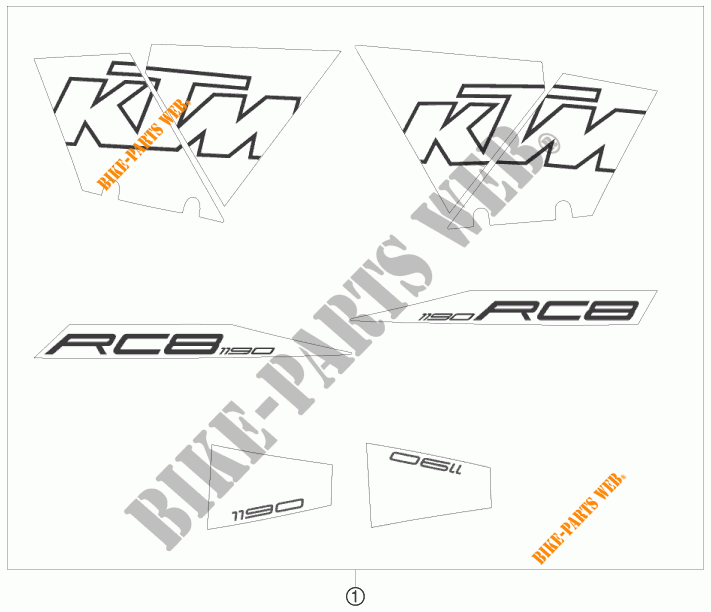 PEGATINAS para KTM 1190 RC8 WHITE 2009