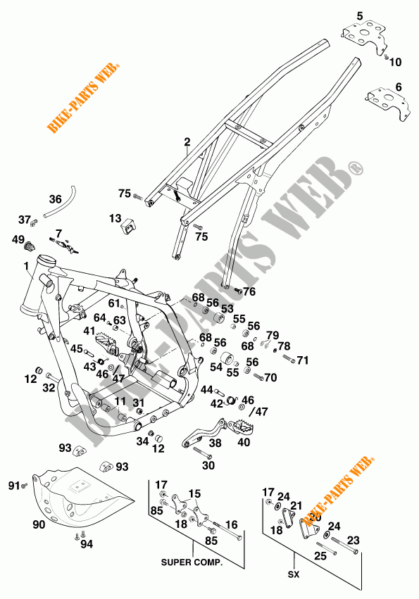 BASTIDOR para KTM 620 SUPER-MOTO COMP. 20 KW 1998