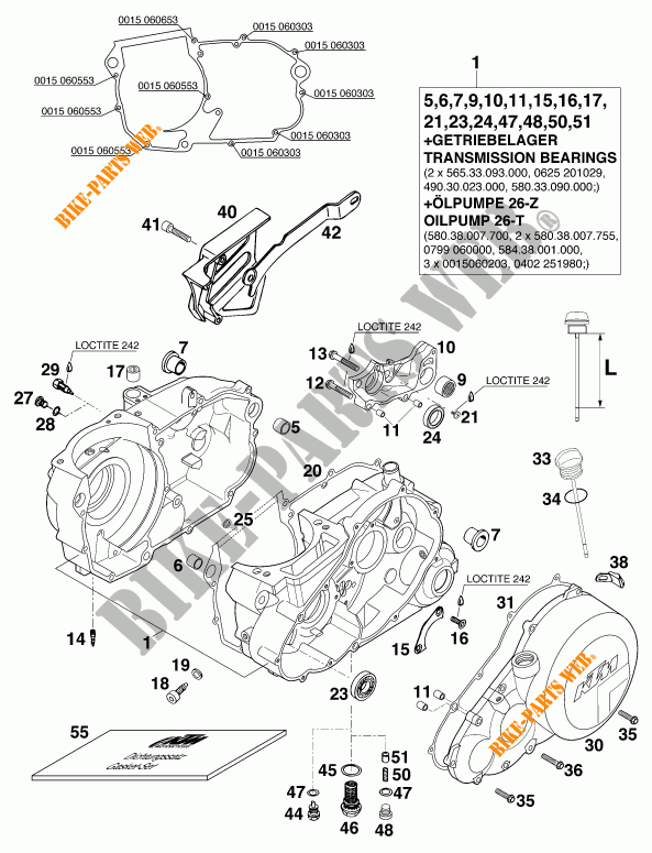 CARTERES CIGÜEÑAL para KTM 620 SUPER-MOTO COMP. 20 KW 1998