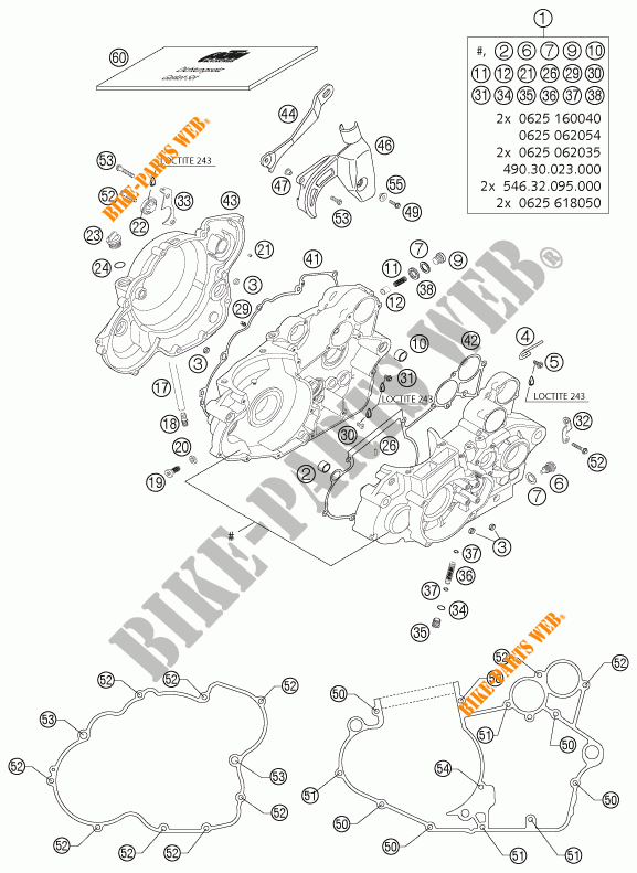 CARTERES CIGÜEÑAL para KTM 525 MXC-G RACING 2004