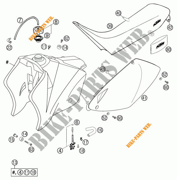 DEPOSITO / ASIENTO para KTM 525 MXC-G RACING 2003