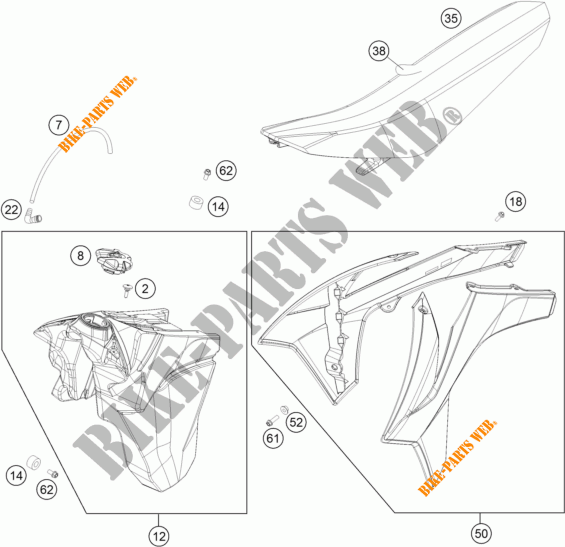 DEPOSITO / ASIENTO para KTM 500 XC-W 2015