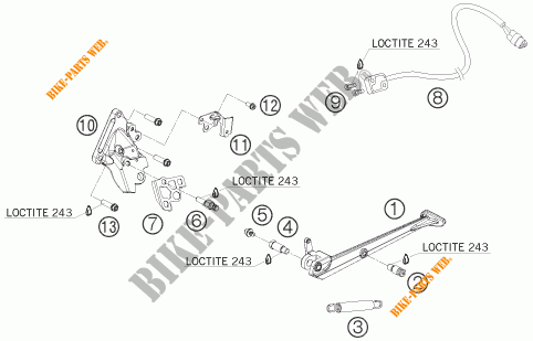 CABALLETE LATERAL / CENTRAL para KTM 1190 RC8 WHITE 2008