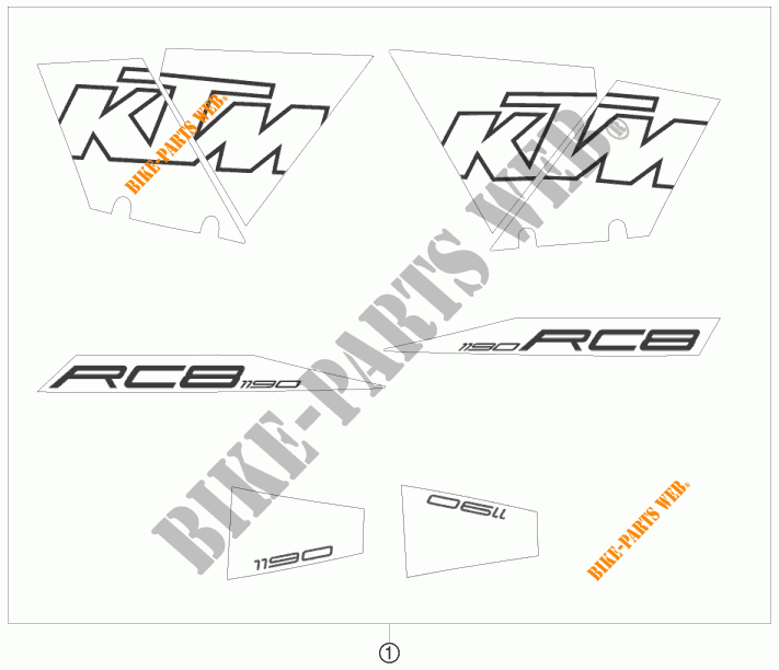 PEGATINAS para KTM 1190 RC8 WHITE 2008