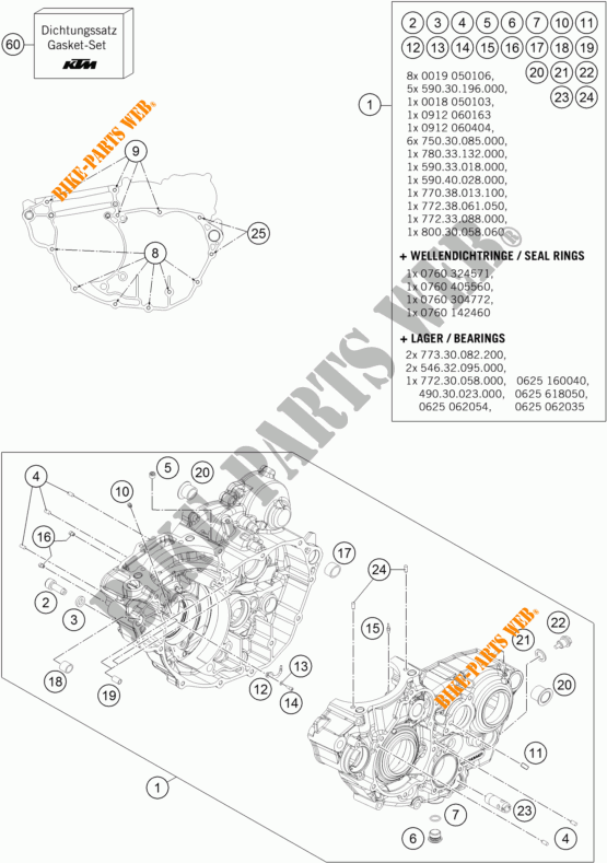CARTERES CIGÜEÑAL para KTM 350 XCF-W 2015