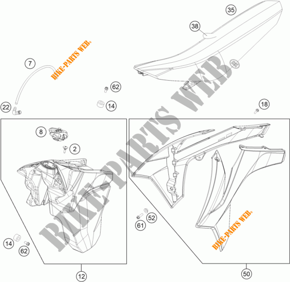 DEPOSITO / ASIENTO para KTM 350 XCF-W 2015