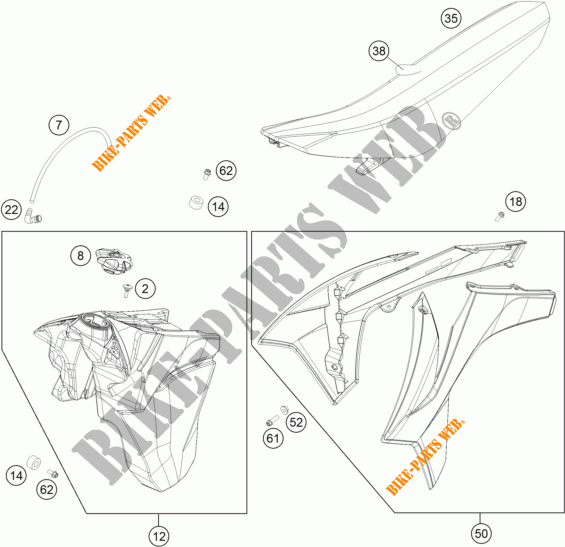 DEPOSITO / ASIENTO para KTM 350 XCF-W 2014