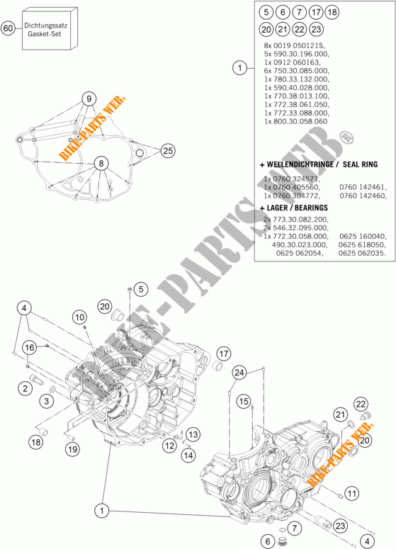 CARTERES CIGÜEÑAL para KTM 350 XC-F 2015