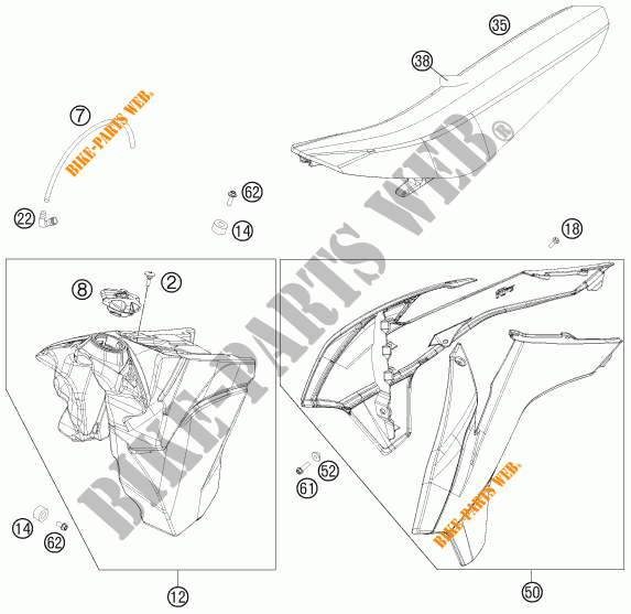 DEPOSITO / ASIENTO para KTM 350 XC-F 2015