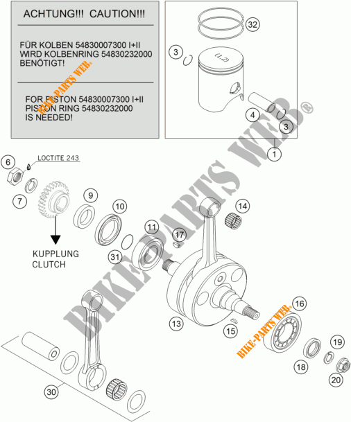 CIGUEÑAL / PISTÓN para KTM 250 XC 2009