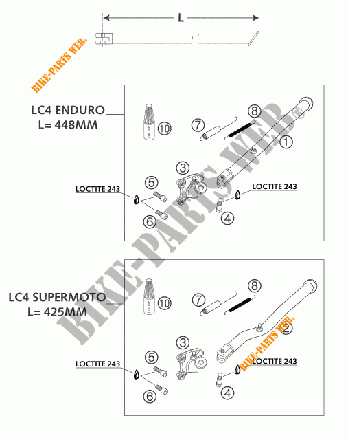 CABALLETE LATERAL / CENTRAL para KTM 640 LC4 ENDURO ORANGE 12L 2004
