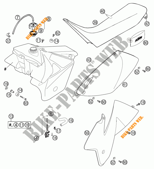 DEPOSITO / ASIENTO para KTM 520 EXC-G RACING 2002
