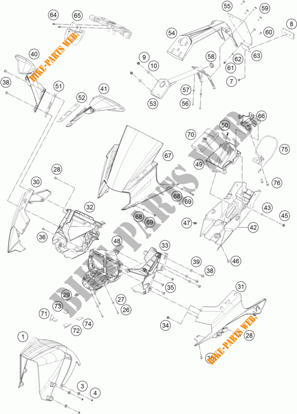 PLASTICOS para KTM RC 390 WHITE ABS 2016