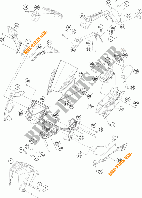 PLASTICOS para KTM RC 390 WHITE ABS 2015