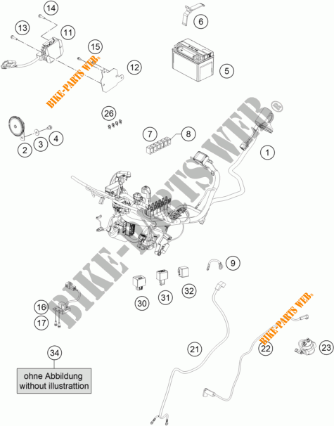 INSTALACION ELECTRICA para KTM RC 250 WHITE ABS 2016