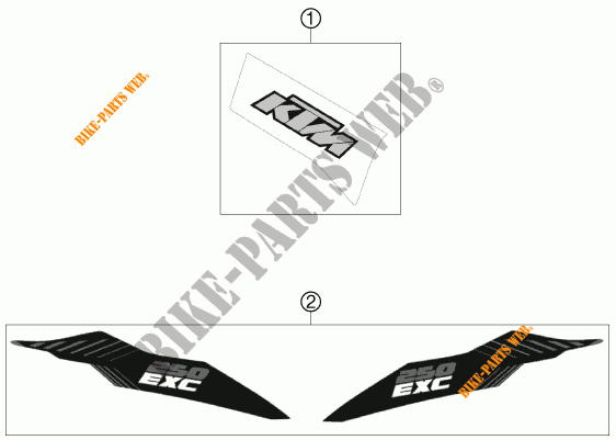 PEGATINAS para KTM 250 EXC 2012