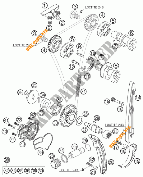 DISTRIBUCION para KTM 250 SX-F 2006