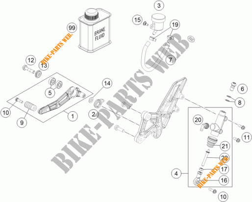 BOMBA DE FRENO TRASERA para KTM 1290 SUPER DUKE R SPECIAL EDITION ABS 2016