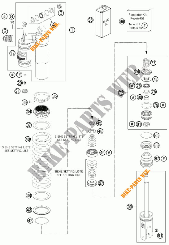 AMORTIGUADOR (PIEZAS) para KTM 125 SX 2012