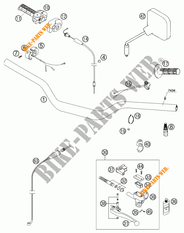 MANILLAR / MANDOS para KTM 125 SX 2003
