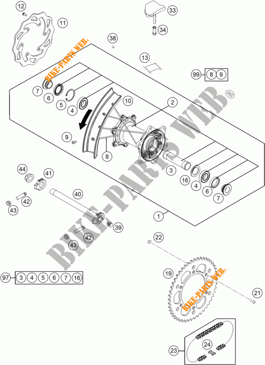 LLANTA TRASERA para KTM 450 SX-F 2015