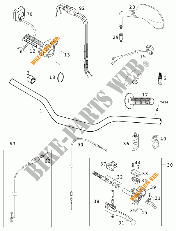 MANILLAR / MANDOS para KTM 400 SX RACING 2000