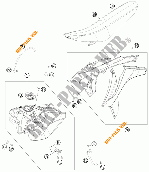 DEPOSITO / ASIENTO para KTM 150 SX 2012