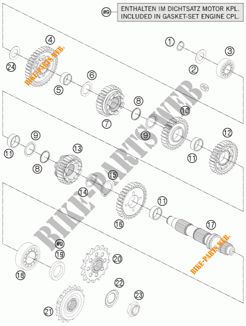 CAJA DE CAMBIOS   EJE SECUNDARIO para KTM 1290 SUPER DUKE R ORANGE ABS 2015