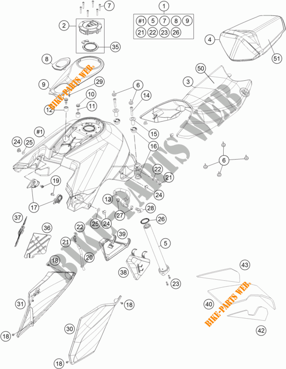 DEPOSITO / ASIENTO para KTM 1290 SUPER DUKE R ORANGE ABS 2015