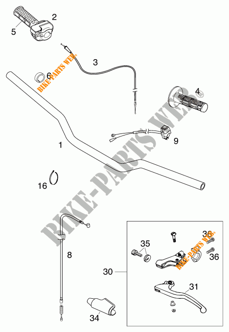 MANILLAR / MANDOS para KTM 65 SX 2001