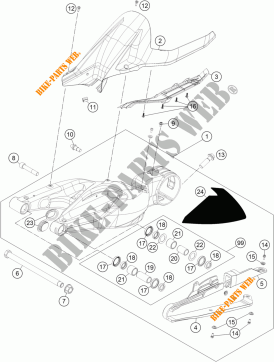 BASCULANTE para KTM 1290 SUPER DUKE R ORANGE ABS 2015