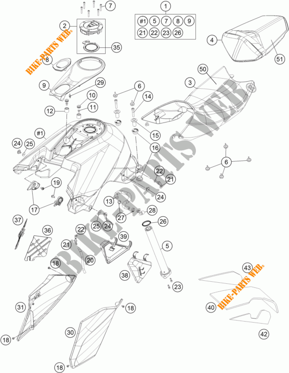 DEPOSITO / ASIENTO para KTM 1290 SUPER DUKE R ORANGE ABS 2015