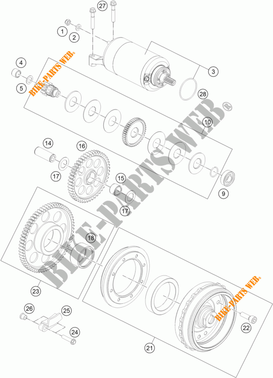MOTOR ARRANQUE para KTM 1290 SUPER DUKE R ORANGE ABS 2015