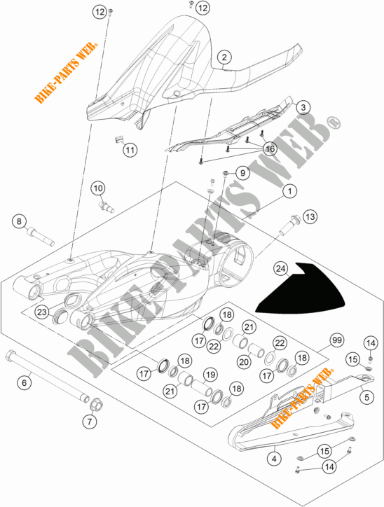BASCULANTE para KTM 1290 SUPER DUKE R ORANGE ABS 2015