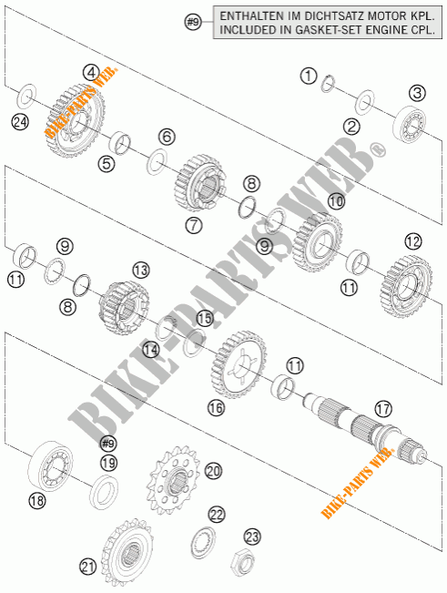 CAJA DE CAMBIOS   EJE SECUNDARIO para KTM 1290 SUPER DUKE R ORANGE ABS 2015