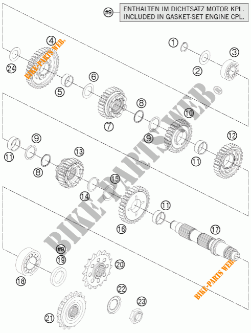 CAJA DE CAMBIOS   EJE SECUNDARIO para KTM 1290 SUPER DUKE R ORANGE ABS 2014