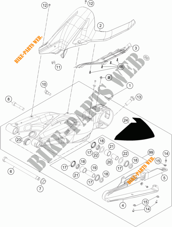 BASCULANTE para KTM 1290 SUPER DUKE R ORANGE ABS 2014